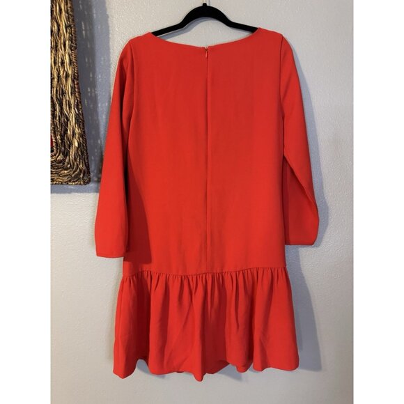 J Crew Shift Dress 6 T Tall 3/4 Red Long Sleeve Washable NEW NWT - Picture 8 of 14